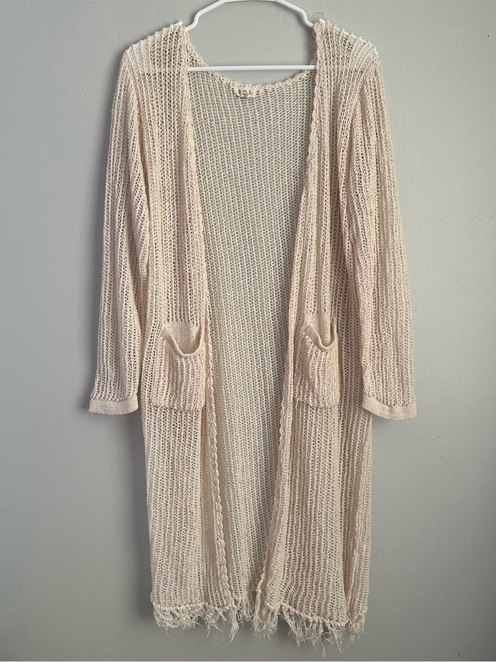 POL crochet knit cream duster cardigan women’s Large / XL